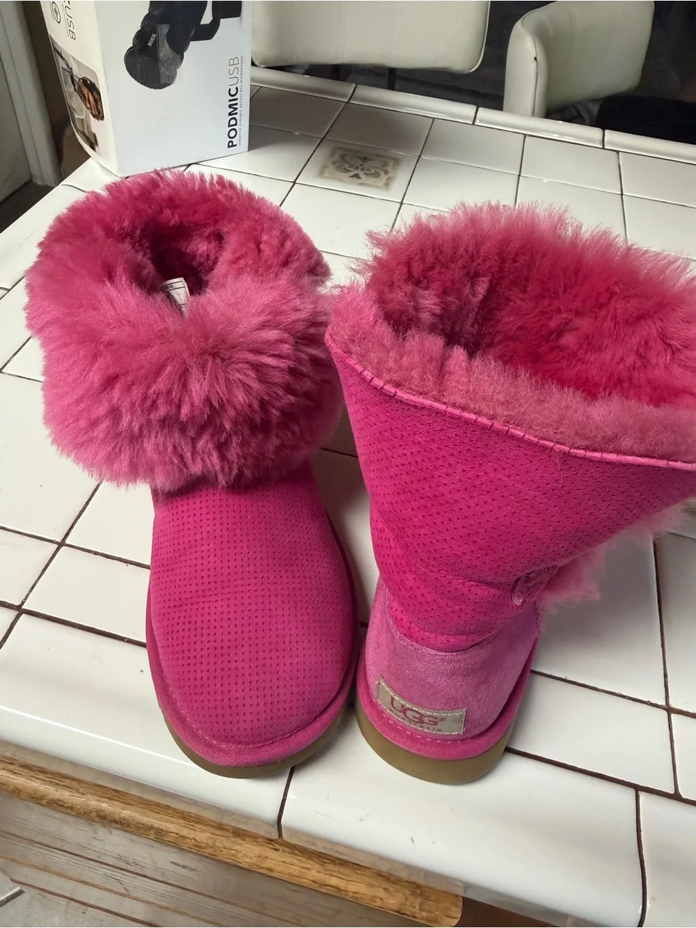 UGG Women's Plush Shearling Boots - Bright Pink